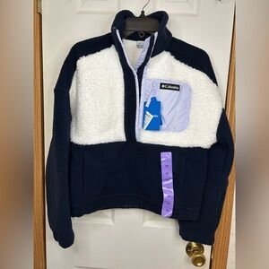 Columbia Sherpa Fleece Pullover Women Size: XS, Relaxed Fit Pockets NWT